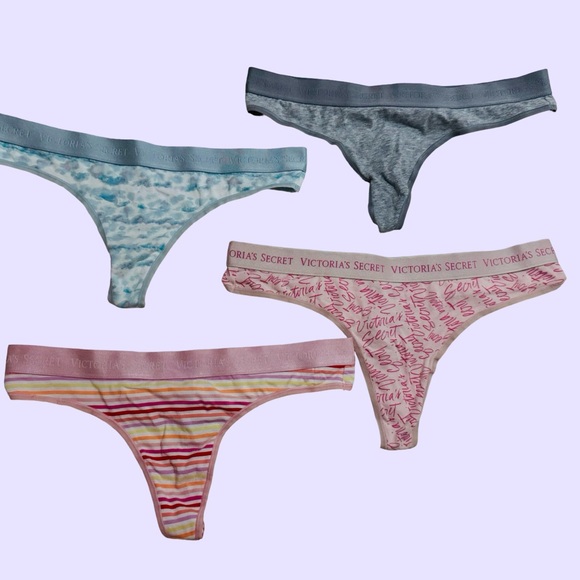 Victoria's Secret Colorful Cotton Mid Rise Thong Collection Wide Waistband Lg. - Picture 1 of 8